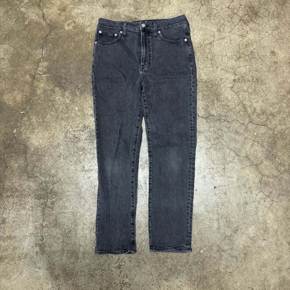Madewell Mid Rise Perfect Vintage Jeans Womens 28P Gray Charcoal Straight Denim